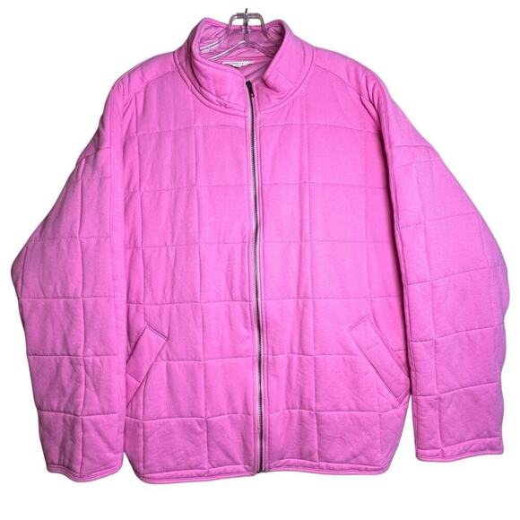 aemi+co Quilted Pink Drop Shoulder Funnel Neck Dixie Jacket Womens Sz M Cottage - Picture 12 of 16